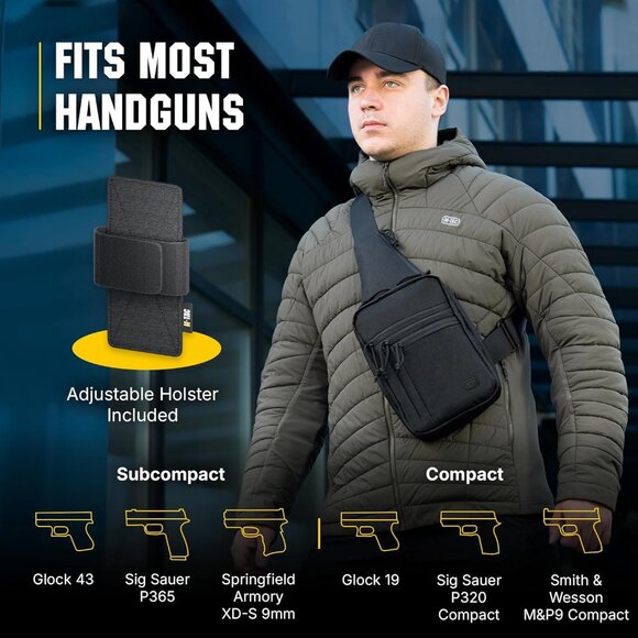 CCW for Men & Women - EDC Shoulder Bag Tactical - Crossbody Concealed Carry Bag - Picture 4 of 7